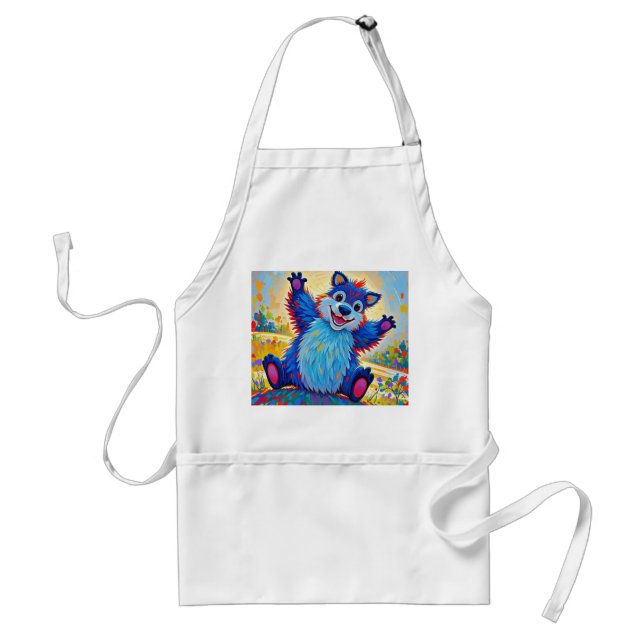 Happy funny bear Abstract cute animal art Standard Apron (Front)