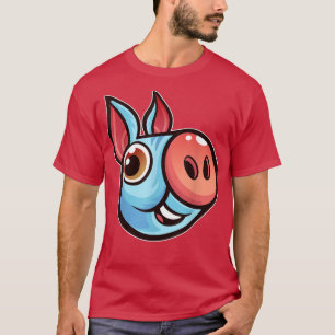 Happy Funny Blue Pig Head for Piggy Lovers T-Shirt