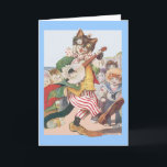 Happy Funny Cat Folk Birthday Card<br><div class="desc">This fun birthday card is designed for children, lovers of vintage cat art, cat owners and admirers of famous English cat artist Louis Wain (1860 - 1939). The illustration is called "Happy Funny Folk" and was the front cover of the 1919 book "Happy Funny Book." The illustration features a happy...</div>
