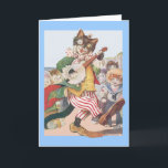 Happy Funny Cat Folk Birthday Card<br><div class="desc">This fun birthday card is designed for children, lovers of vintage cat art, cat owners and admirers of famous English cat artist Louis Wain (1860 - 1939). The illustration is called "Happy Funny Folk" and was the front cover of the 1919 book "Happy Funny Book." The illustration features a happy...</div>