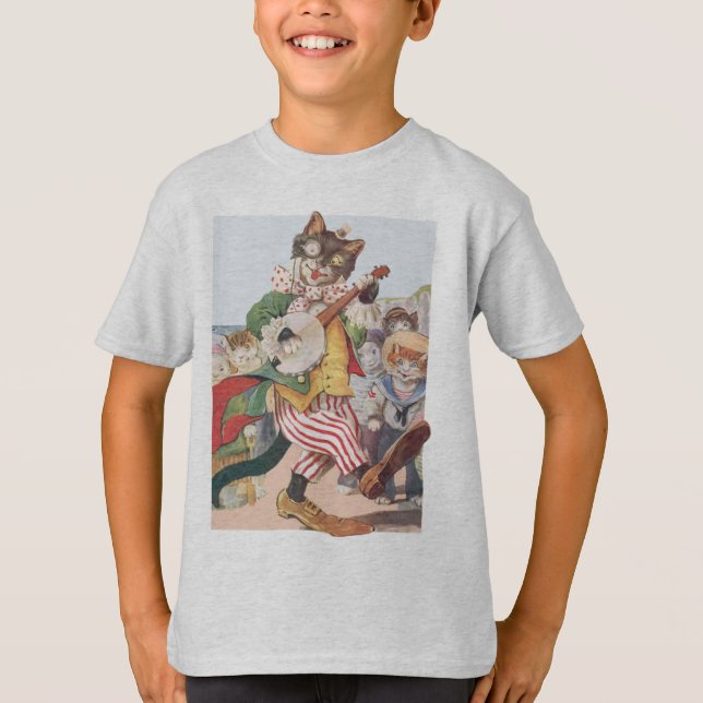 Happy Funny Cat Folk T Shirt (Front)