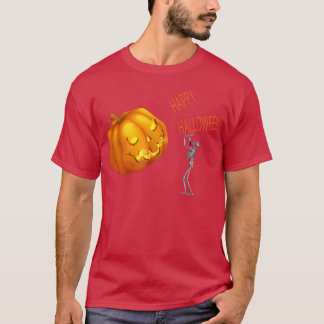 Happy funny Halloween with pumpkin on hand skeleto T-Shirt