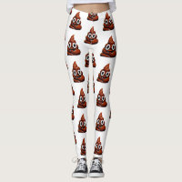 happy funny poop emoji leggings