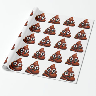 happy funny poop emoji wrapping paper