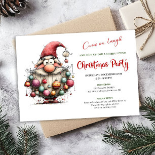 Happy Funny Santa Red and Green Festive Party   Invitation