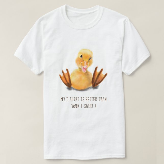 Happy Funny Yellow Duck Playful Wink - Add Text  T-Shirt (Design Front)