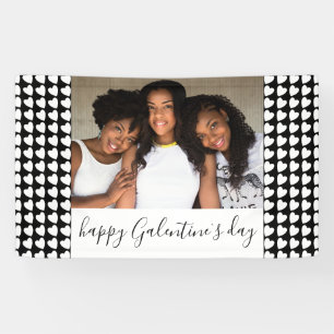 Happy Galentine`s Day Black Heart Photo Friend Banner