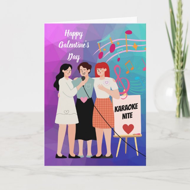 Happy Galentine’s Day Girls Night Out Karaoke Card (Front)