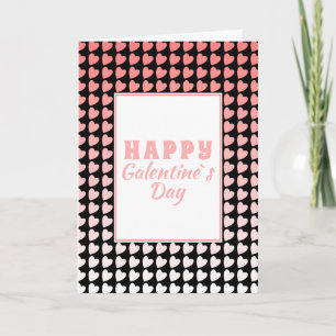 Happy Galentine`s Day Pink Gradient Heart Pattern Holiday Card