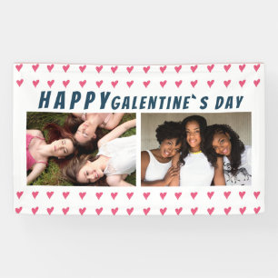 Happy Galentine`s Day Pink Heart Friend 2 Photo B Banner