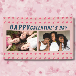 Happy Galentine`s Day Pink Heart Friend 2 Photo  Banner