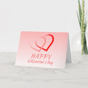 Happy Galentine`s Day Pink Heart Friend Holiday Card