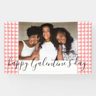 Happy Galentine`s Day Pink Heart Photo Friend Banner