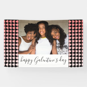Happy Galentine`s Day Pink Heart Photo Friend Banner
