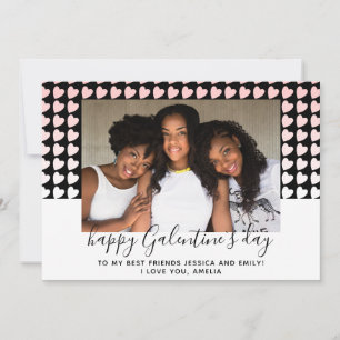 Happy Galentine`s Day Pink Heart Photo Friend Holi Holiday Card