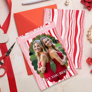 Happy Galentine’s Day Pink Stripes Besties Forever Holiday Card