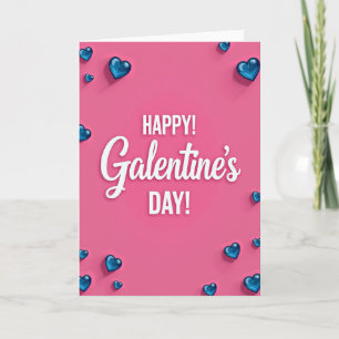 Happy Galentines Day Blue Hearts Card