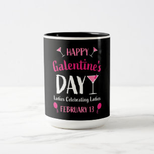 Happy Galentine's Day February 13 Two-Tone Coffee Mug