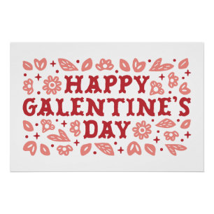 Happy Galentines Day floral country aesthetic  Poster