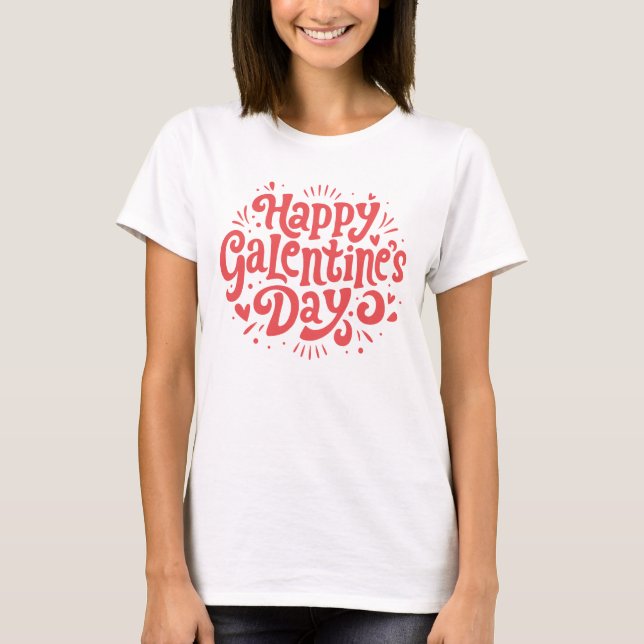 Happy Galentine's Day groovy retro 80s T-Shirt (Front)