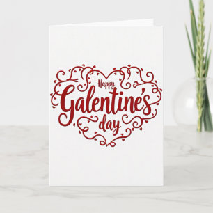 Happy Galentines Day Heart Scroll Card