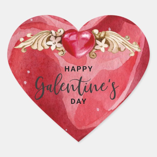 Happy Galentines Day Heart Sticker (Front)