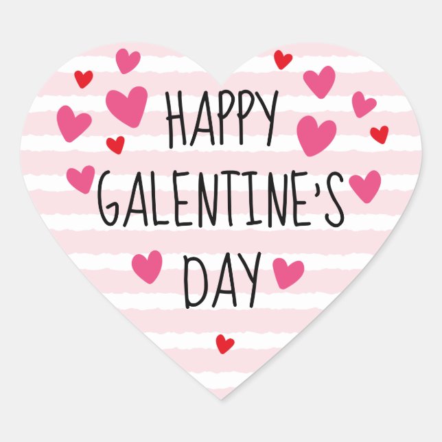 Happy Galentine's Day Heart Stickers (Front)