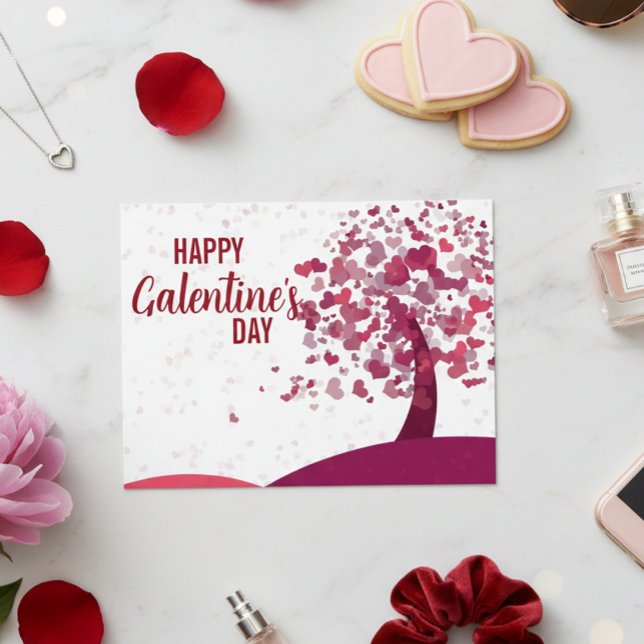 Happy Galentine's Day Heart Tree Postcard (Creator Uploaded)