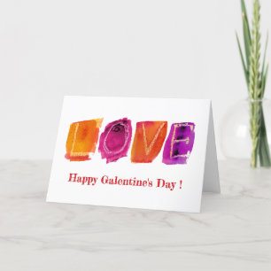 Happy Galentine's Day   'LOVE' Watercolor Modern Holiday Card