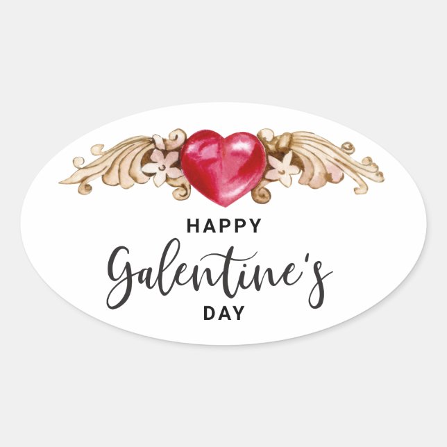Happy Galentines Day Oval Sticker (Front)