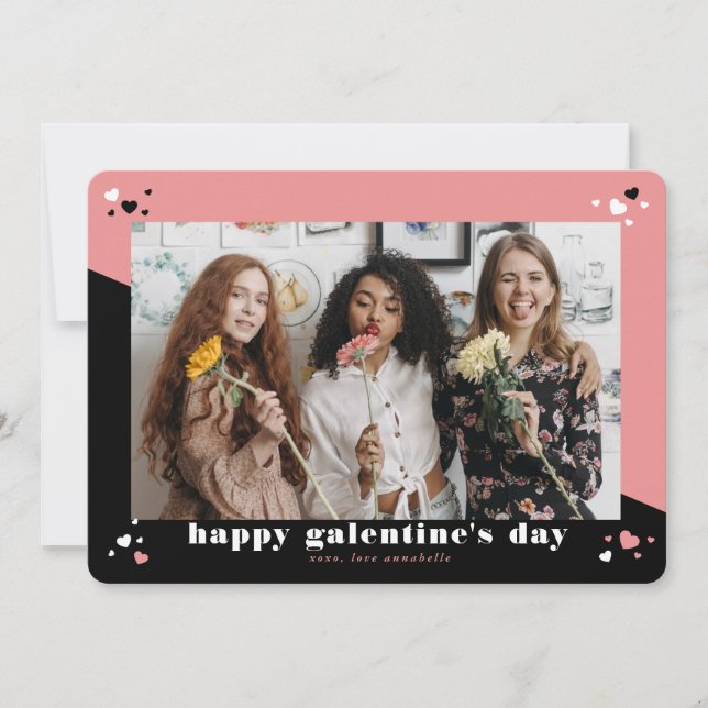 Happy Galentine's Day Photo Holiday Card (Front)