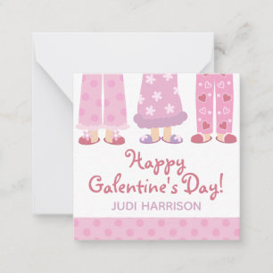 Happy Galentine's Day Pyjamas Gift Enclosure Cards