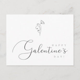 Happy Galentines Day Quote Botanical Postcard