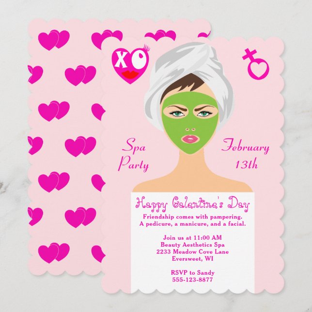 Happy Galentine's Day Spa Party Invitation (Front/Back)