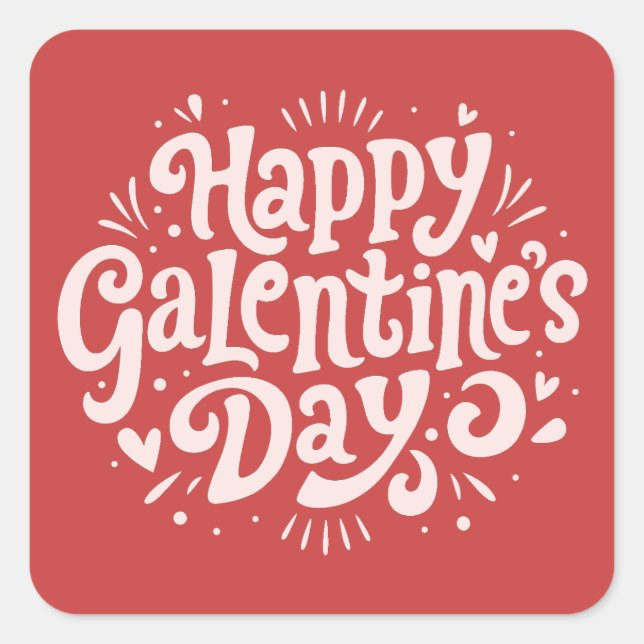 Happy Galentine's Day Square Sticker (Front)