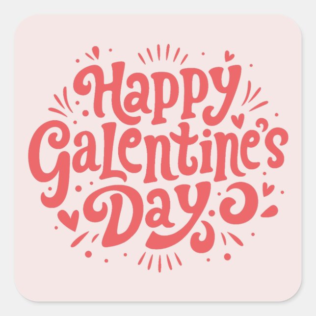 Happy Galentine's Day Square Sticker (Front)