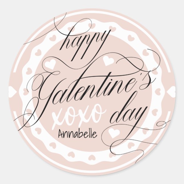 Happy Galentine's Day XOXO  Classic Round Sticker (Front)