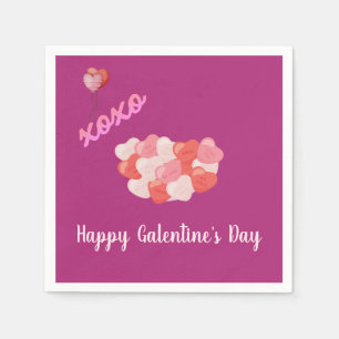 Happy Galentine's day XOXO Pink Balloons Napkin