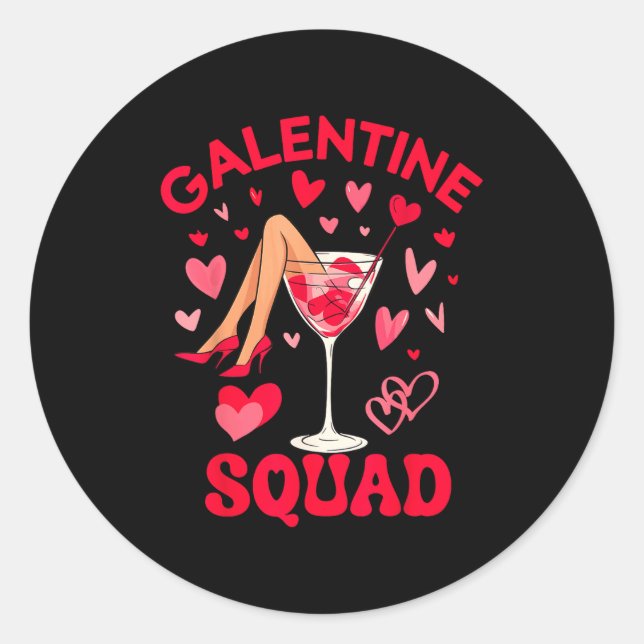 Happy Galentines Squad Valentine's Girls Day Febru Classic Round Sticker (Front)