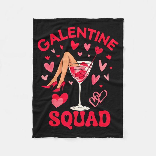 Happy Galentines Squad Valentine's Girls Day Febru Fleece Blanket (Front)