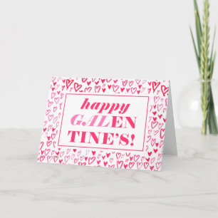 Happy Galentine's    Watercolor Hearts Holiday Card