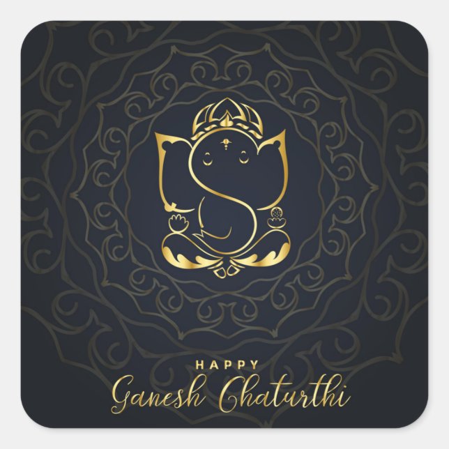 Happy Ganesh Chaturthi Square Sticker (Front)