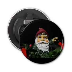 Happy Garden Gnome Button Bottle Opener