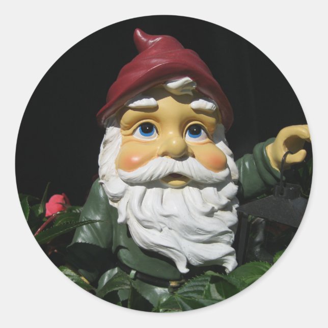 Happy Garden Gnome Classic Round Sticker (Front)