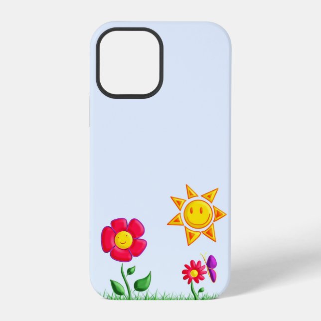 Happy Garden Illustration iPhone Case (Back)