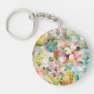 Happy Garden   Soft Pastel Petals Key Ring