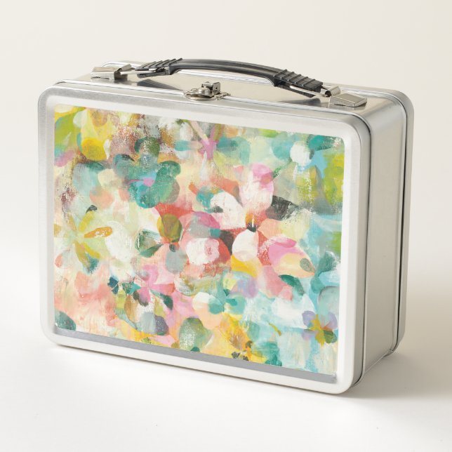 Happy Garden | Soft Pastel Petals Metal Lunch Box (Front)