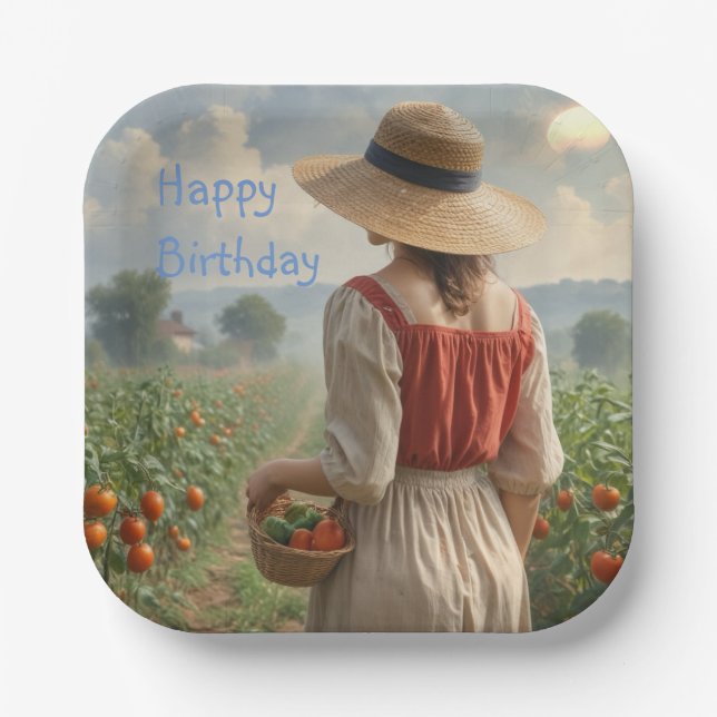 Happy Gardener  Paper Plate (Front)