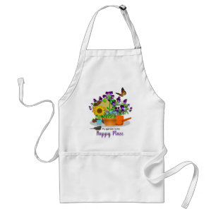 Happy Gardener White Canvas  Standard Apron