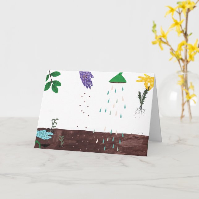 Happy Gardening Season | Gardener Illustration  Card (Yellow Flower)